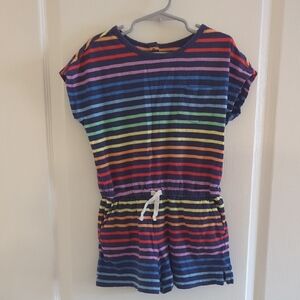Primary Rainbow-Striped Kids Romper - Size 6-7